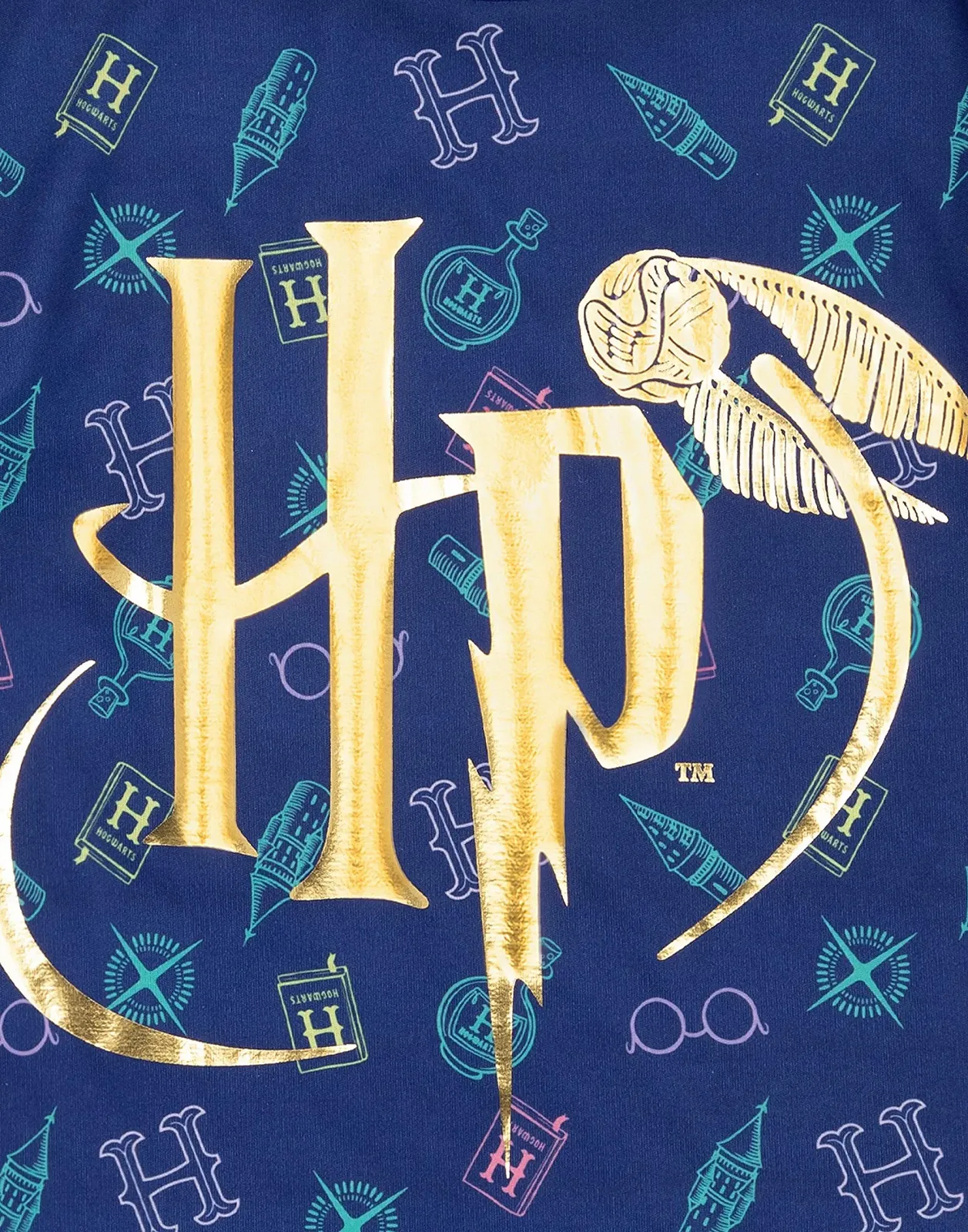 Пижама Детская Harry Potter Футболка с короткими рукавами, шорты, логотип HP Gold, темно-синий, фото №5 Пижама Детская Harry Potter Футболка с короткими рукавами, шорты, логотип HP Gold, темно-синий, фото №5