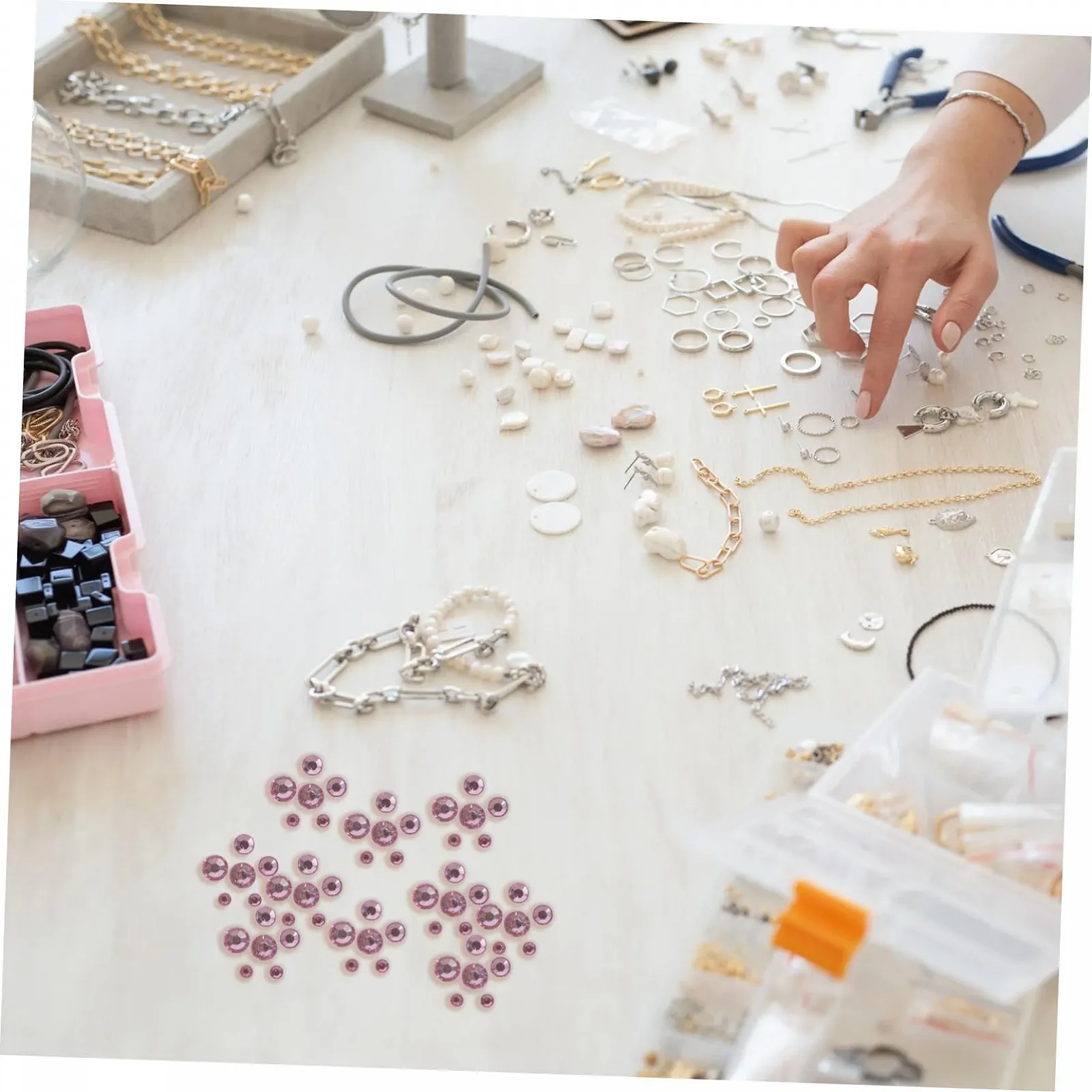 Стразы Ювелирные Мини Кристалл Подвеска Плоская Страза Бисер Стразы для ногтей Стразы для ногтей Стразы для ногтей Кристаллы для ногтей Самоцветы Мини Самоцвет Розовый Акрил, фото №4