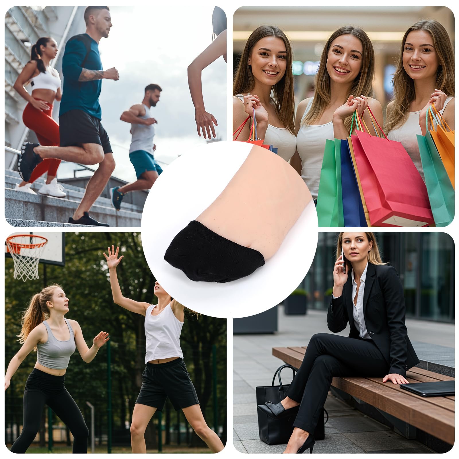 Носки для пальцев ног Хлопковые 4 пары Телесные цвета и черный, фото №7