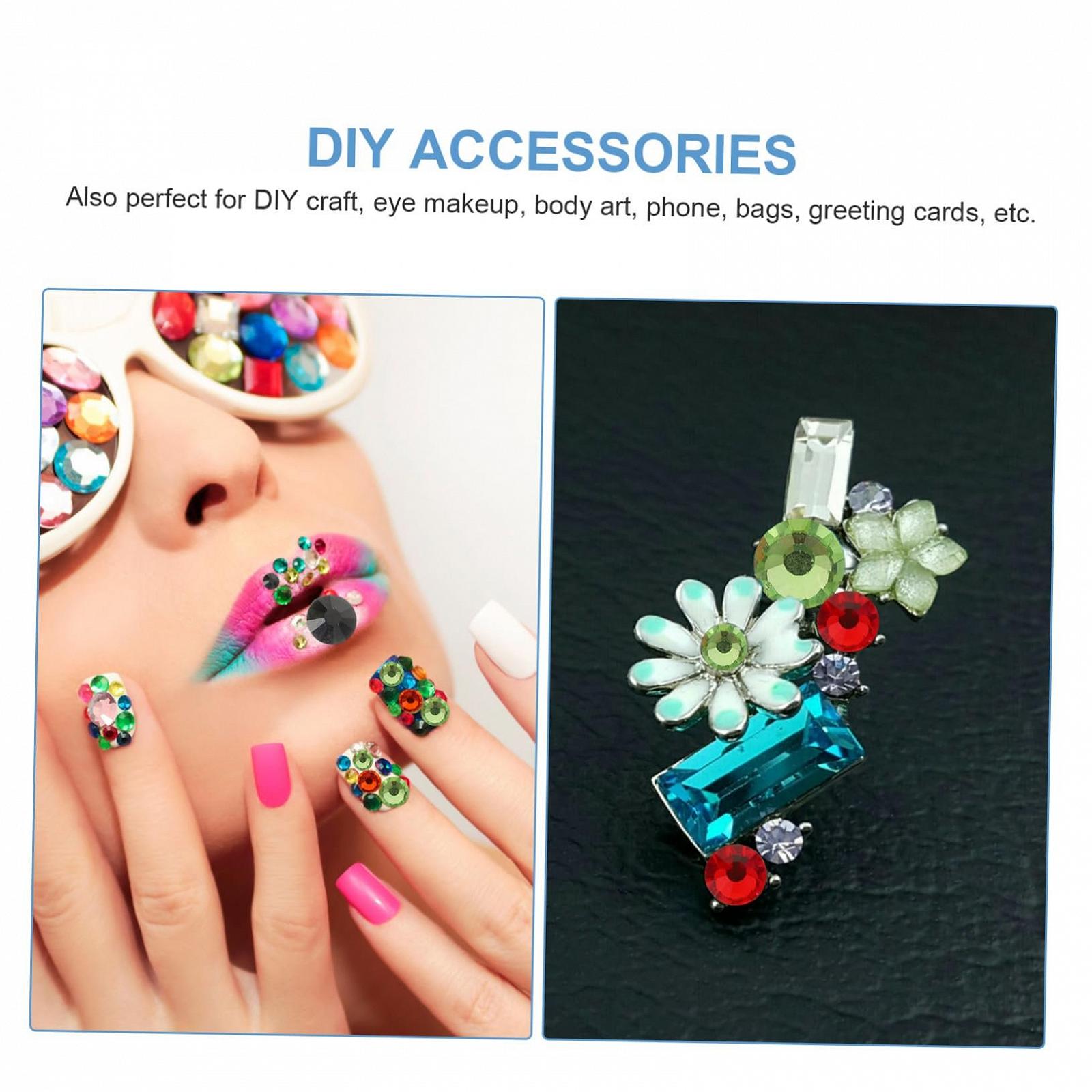 Стразы для ногтей FRCOLOR 4 шт. Набор блестящих страз для ногтей с плоской задней частью для DIY дизайна ногтей. Веер. Универсальные для творческого дизайна ногтей и декора, фото №3