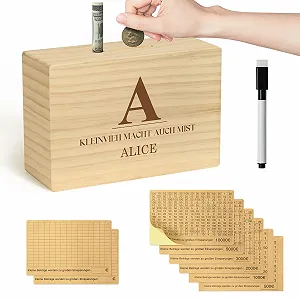 Скарбничка Bemaystar Personalised дерев'яна з цілями 5000 € - Фото 1