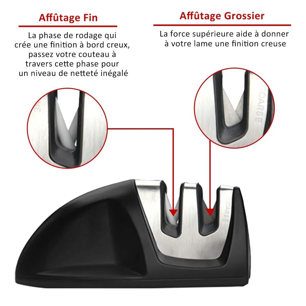 Точило для ножів Hanmir Professional 2 в 1 ручне нержавіюча сталь кераміка протиковзка основа Black, фото №3