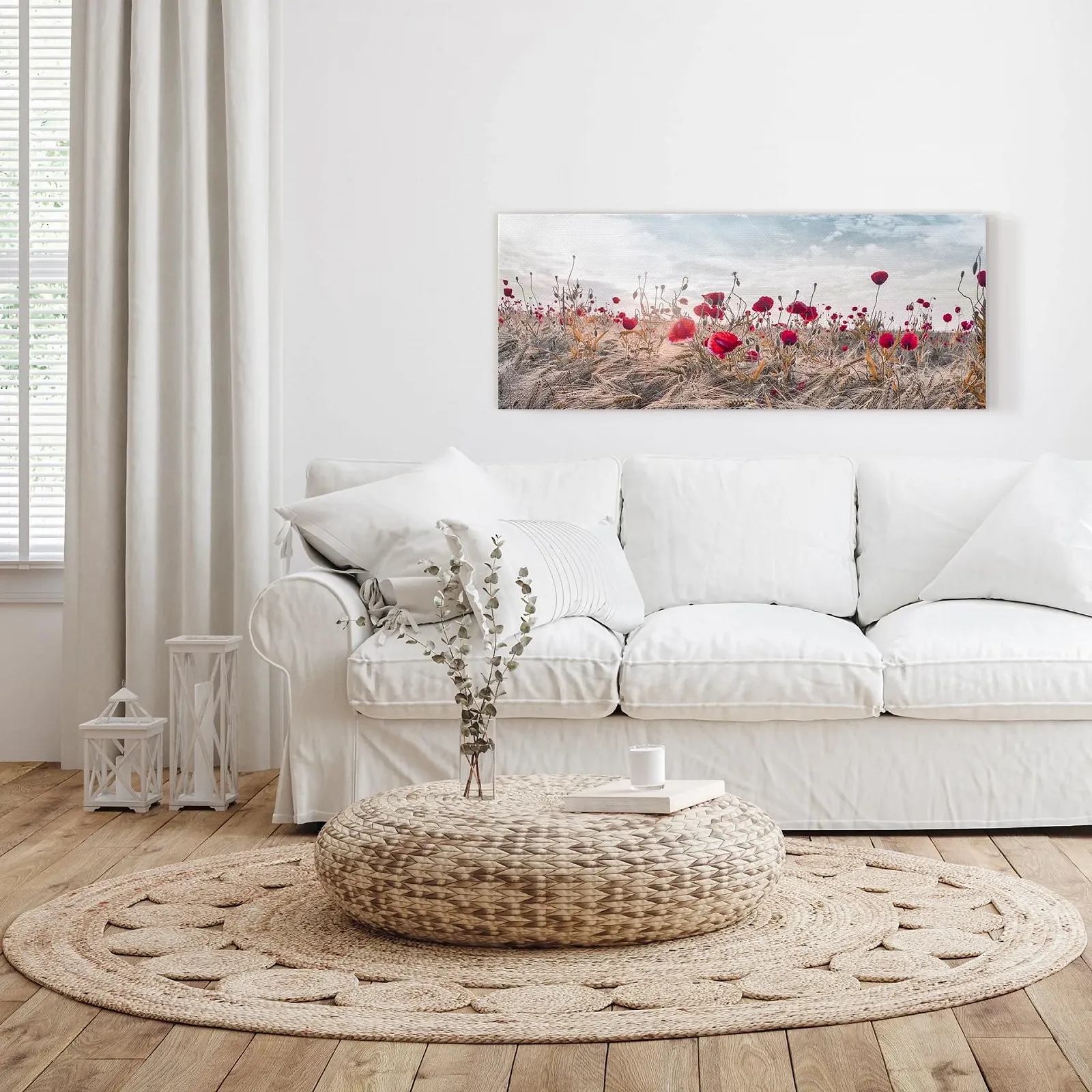 Картина на полотні Маки Поле маків 60 x 150 см Червоний, фото №3