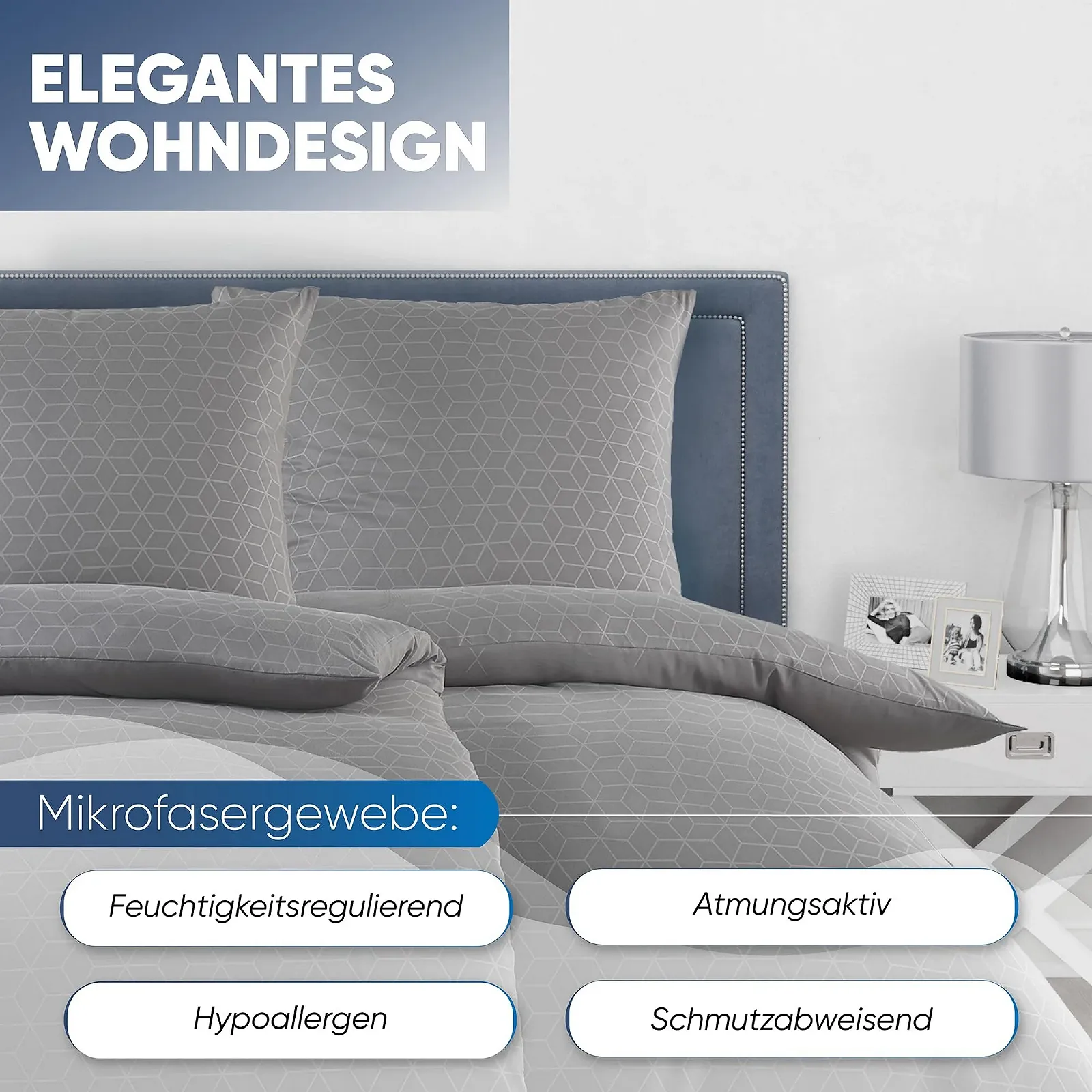 Комплект постільної білизни MALIKA з тисненим принтом 135 x 200 см 4 предмети ÖkoTex для алергіків 2 підковдри 135 x 200 см та 2 наволочки 80 x 80 см, фото №5