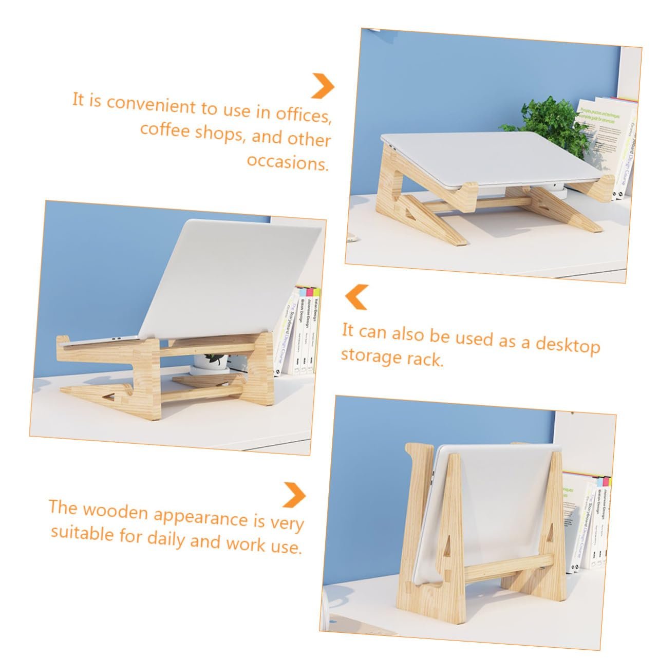 Подставка для ноутбука Homoyoyo Деревянная Эргономичная Приподнимающая Нескользящая Стабильная, фото №3