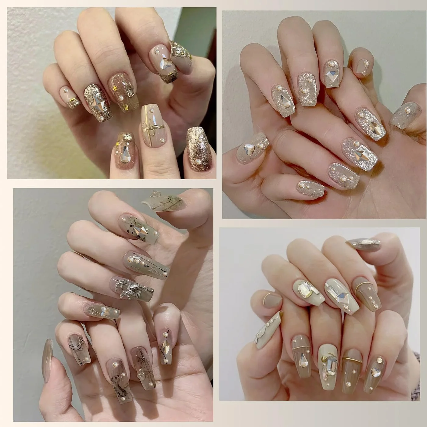 Стразы для ногтей Шампань 12 размеров, Блестящие камни для ногтей, Стразы плоской формы, Дизайн ногтей со стразами, Включая восковый карандаш для страз и пинцеты для страз, 1500 штук в упаковке, фото №5