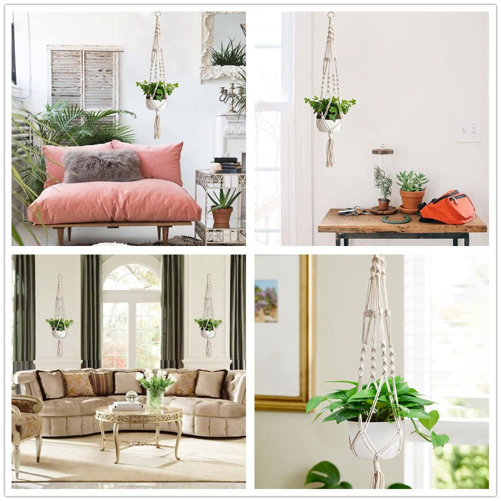 Підвіс для рослин макраме Набір 2 шт. Бавовняна мотузка 104 см для стелі та стін, фото №5 Підвіс для рослин макраме Набір 2 шт. Бавовняна мотузка 104 см для стелі та стін, фото №5