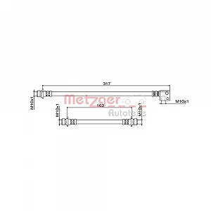 Гальмівний шланг METZGER 4111862 для HONDA, задній лівий - Фото 1