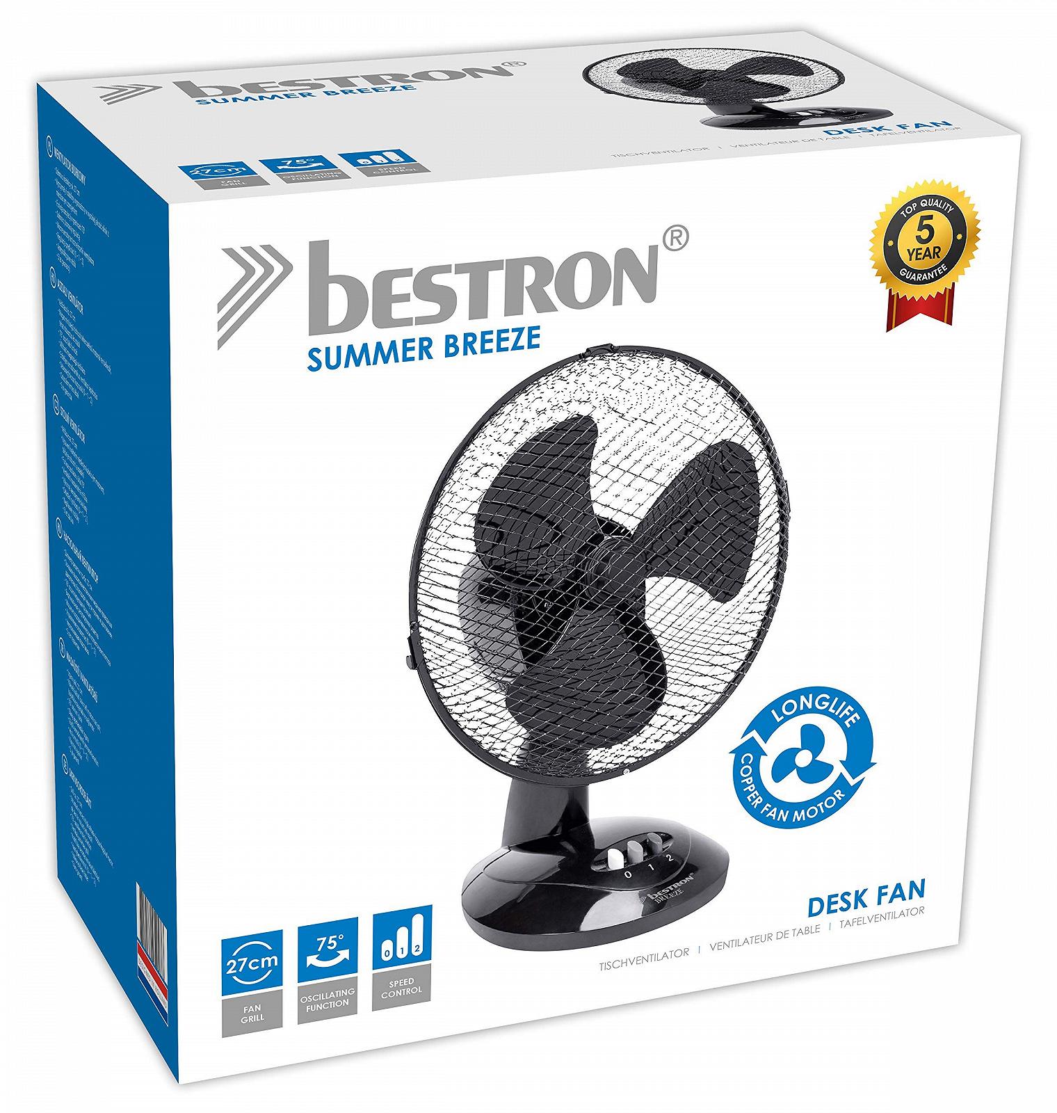 Вентилятор настольный Bestron DDF27Z с функцией поворота, черный, фото №5