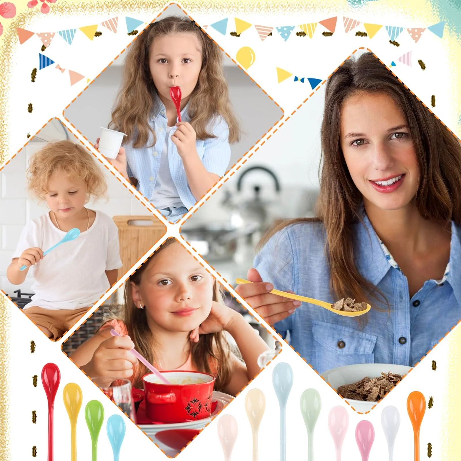 Ложки, набір 12 штук, довгі, різнокольорові, фото №5