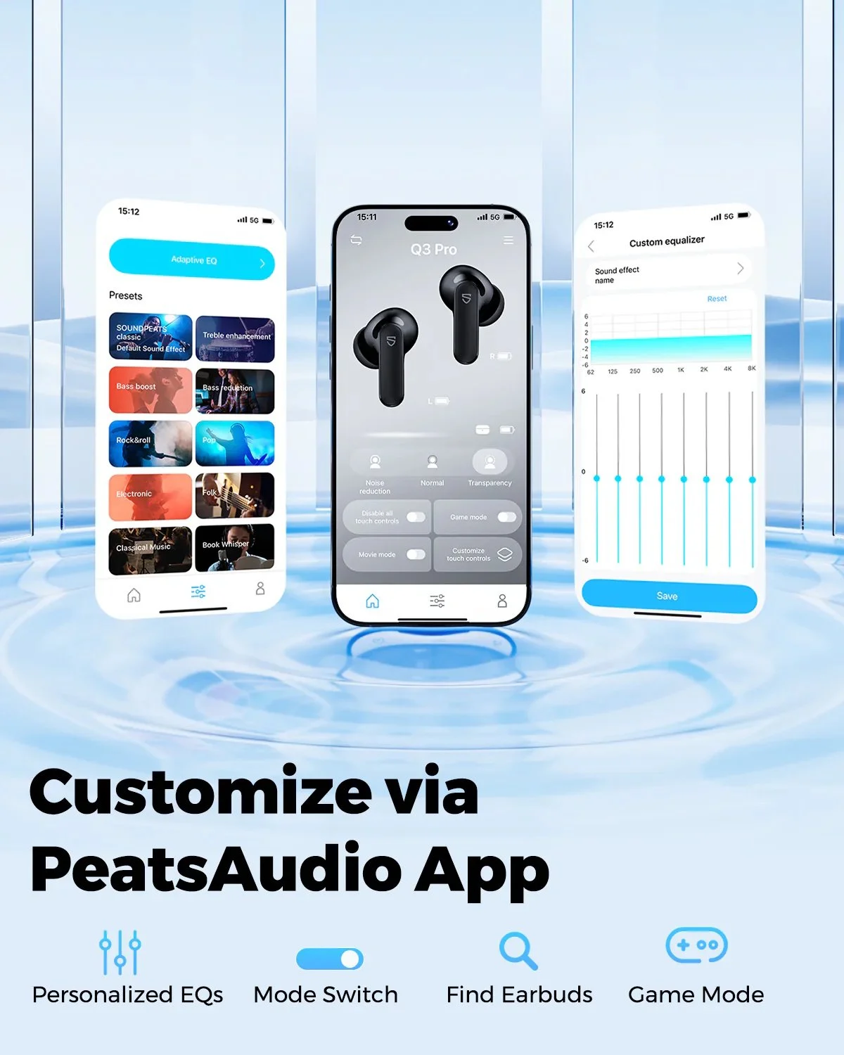 Навушники SoundPEATS Q3 Pro Black SPS Acoustic Lab ANC BT6.0, фото №8