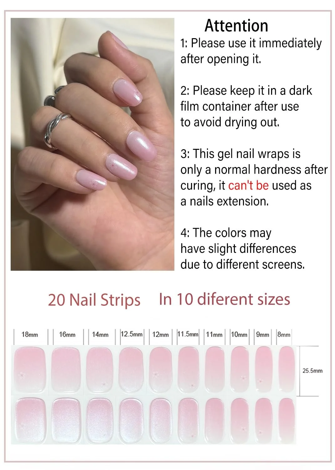 УФ-фольга для ногтей самоклеящаяся 20 штук Glazed Pink Ombre для DIY-маникюра, фото №2 УФ-фольга для ногтей самоклеящаяся 20 штук Glazed Pink Ombre для DIY-маникюра, фото №2