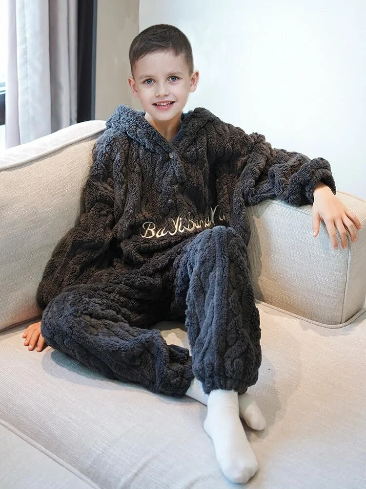 Фланелева піжама з капюшоном для хлопчиків, фото №4