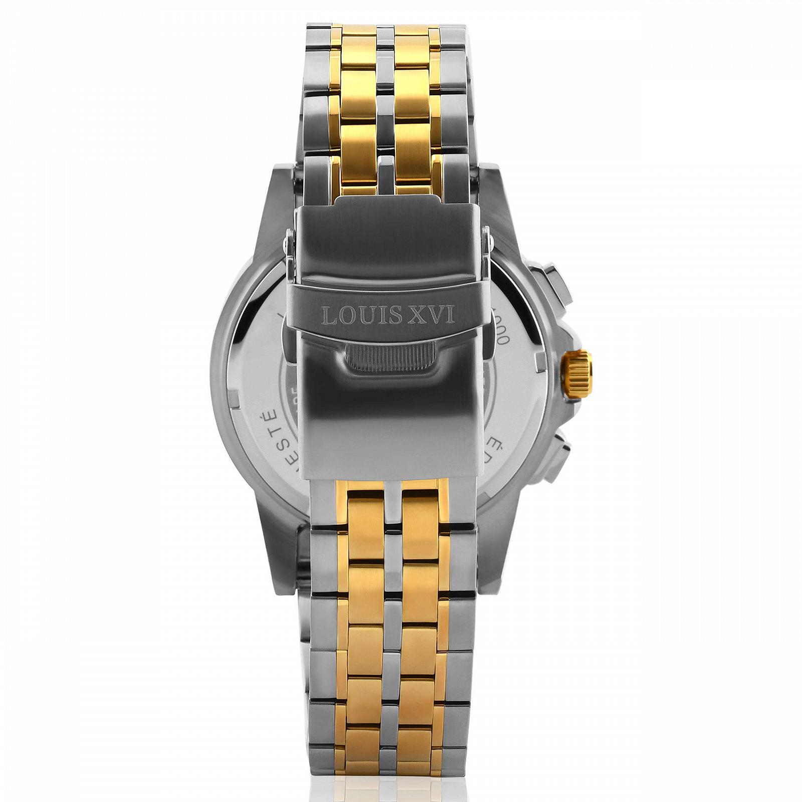 Часы LOUIS XVI Majesté Мужские Стальной Ремешок Серебряный Двухцветный Золото Черный Карбон Хронограф Аналоговый Кварцевый Нержавеющая Сталь 1104 Браслет, фото №6