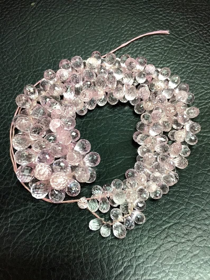 Ограненные бусины в форме капли из розового корунда морганита, 5 x 7, нить длиной 9 дюймов бусины из драгоценных камней для ожерелья и браслета, фото №1