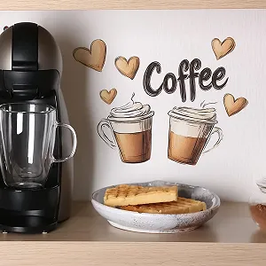 Наклейка на стіну HGDESIGN Coffee Pot Coffee Cup Coffee Time Heart (D) - Фото 1