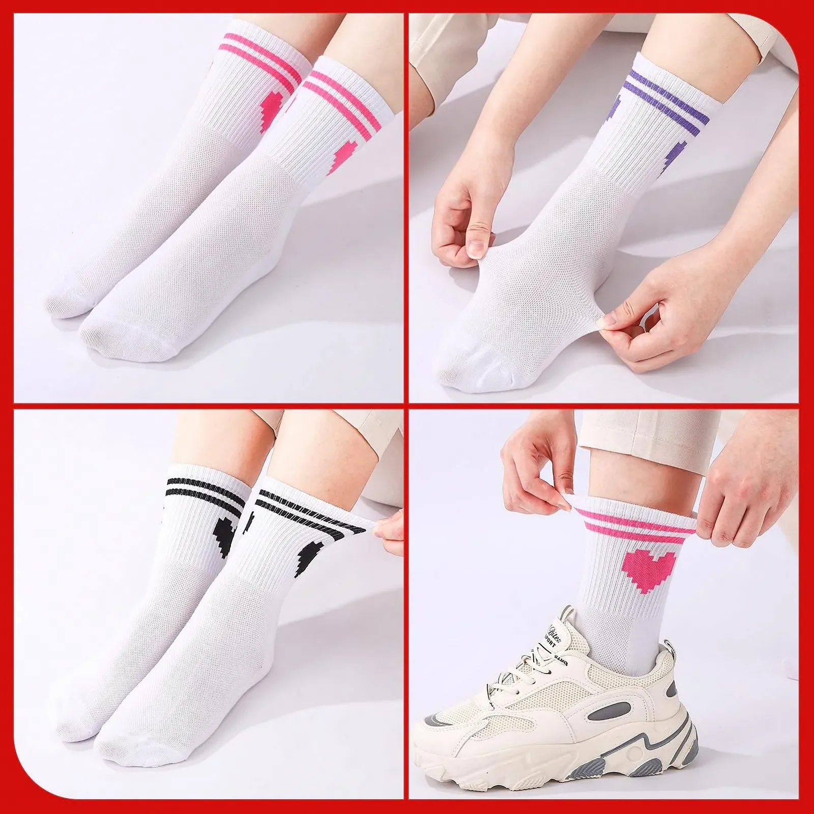 Тенісні шкарпетки з сердечками 6 пар Жіночі Чоловічі 38-42, фото №4