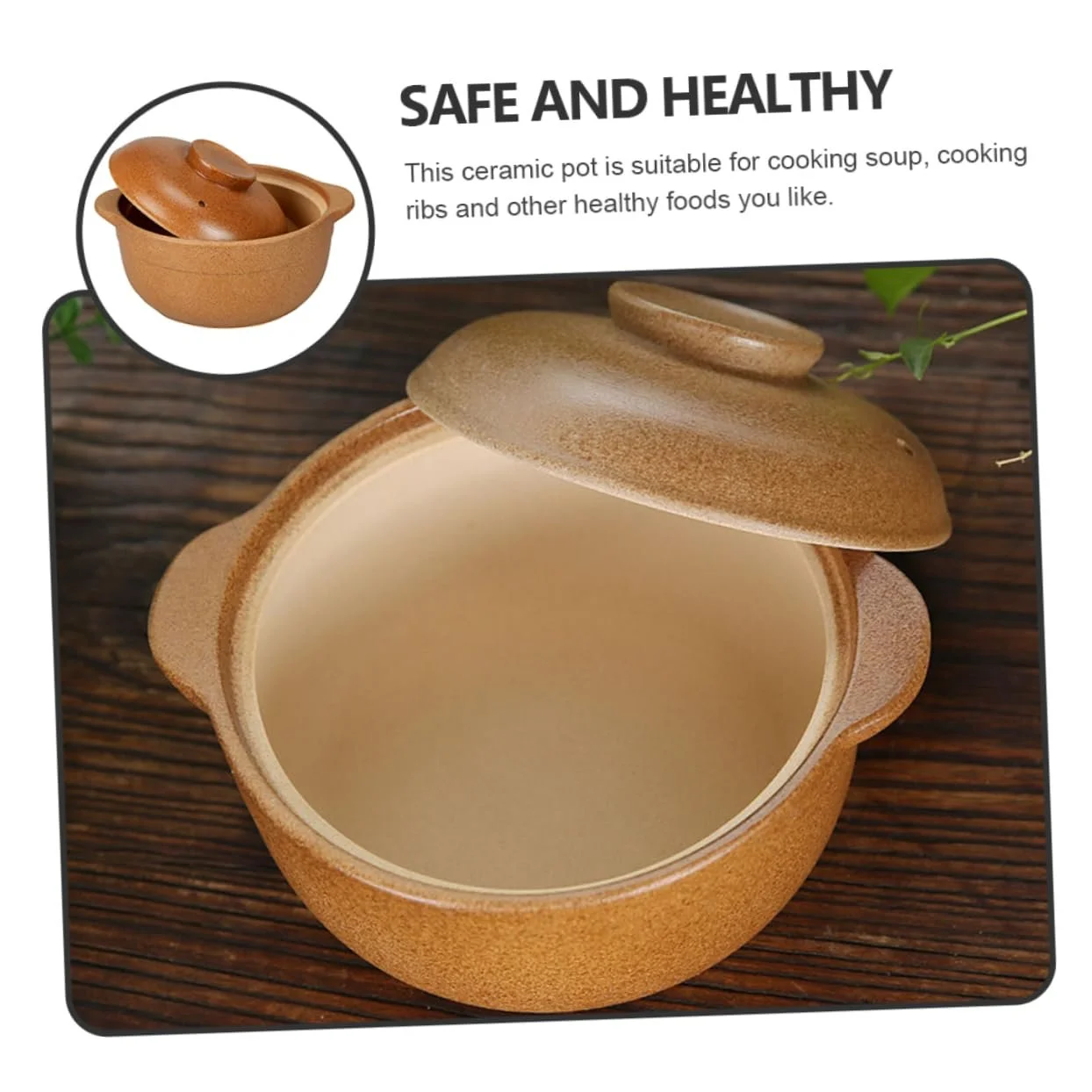 Керамічний горщик Luxshiny з кришкою для тушкування без покриття, фото №3