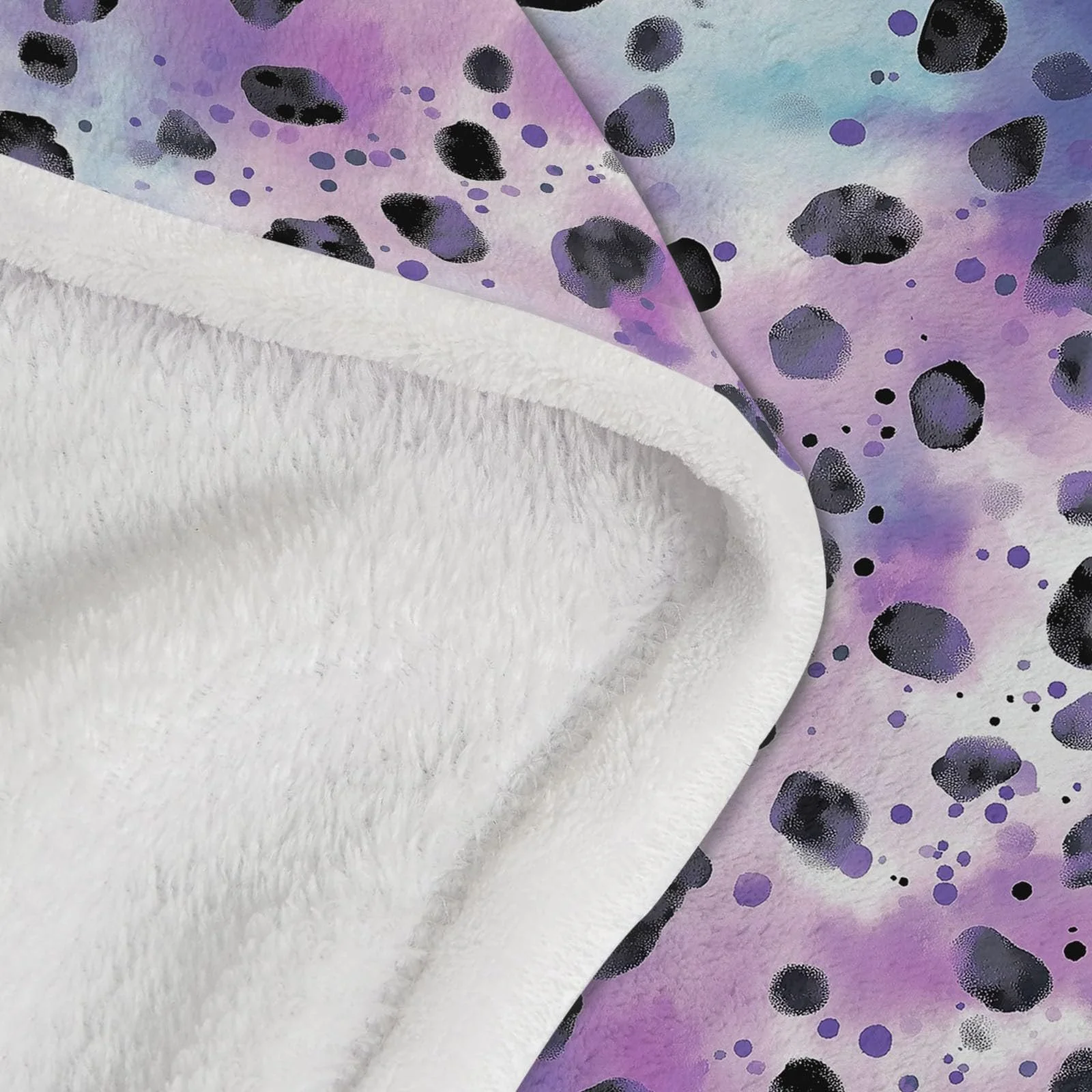 Плед Фланелевый Шерпа Флис 3D Лиловый 130 x 150 см Мягкий Микрофибра Теплый Гостиная Акварельный Узор Звездный Леопард, фото №7