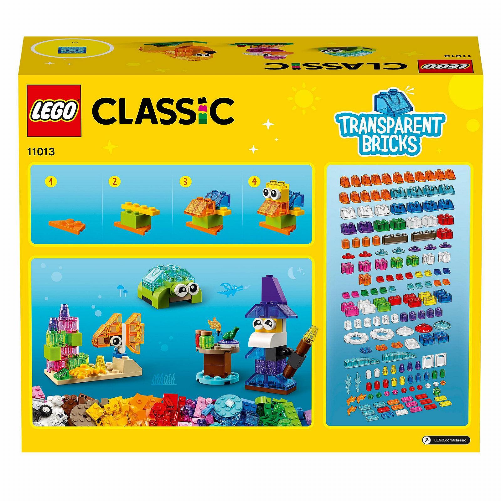 Конструктор LEGO 11013 Classic з прозорими каменями від 4 років та 11026 Classic біла будівельна плита квадратна основа 32 x 32 нуби, фото №3