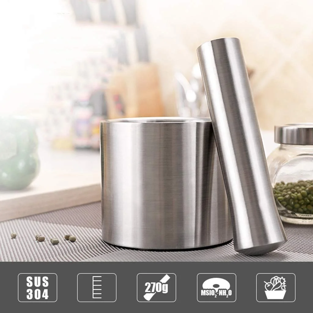 Ступка с пестиком нержавеющая сталь для специй Прочная эргономичная конструкция для приправ и измельчения, фото №8