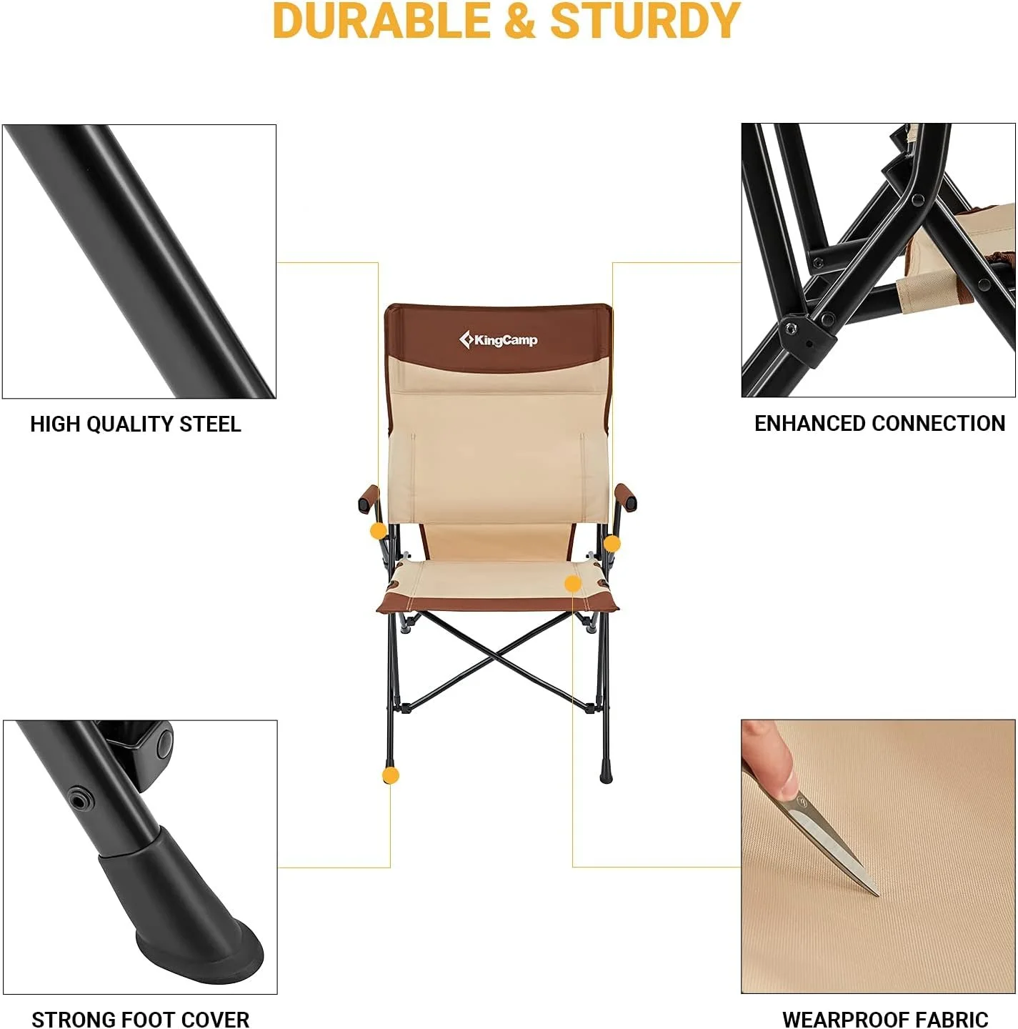 Раскладное кресло KingCamp / до 136 кг / Коричнево-бежевый, фото №8 Раскладное кресло KingCamp / до 136 кг / Коричнево-бежевый, фото №8