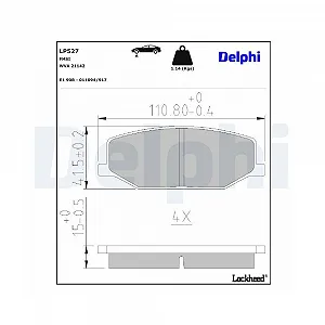Комплект тормозных колодок DELPHI LP527 для SUZUKI SANTANA, передняя ось - Фото 1