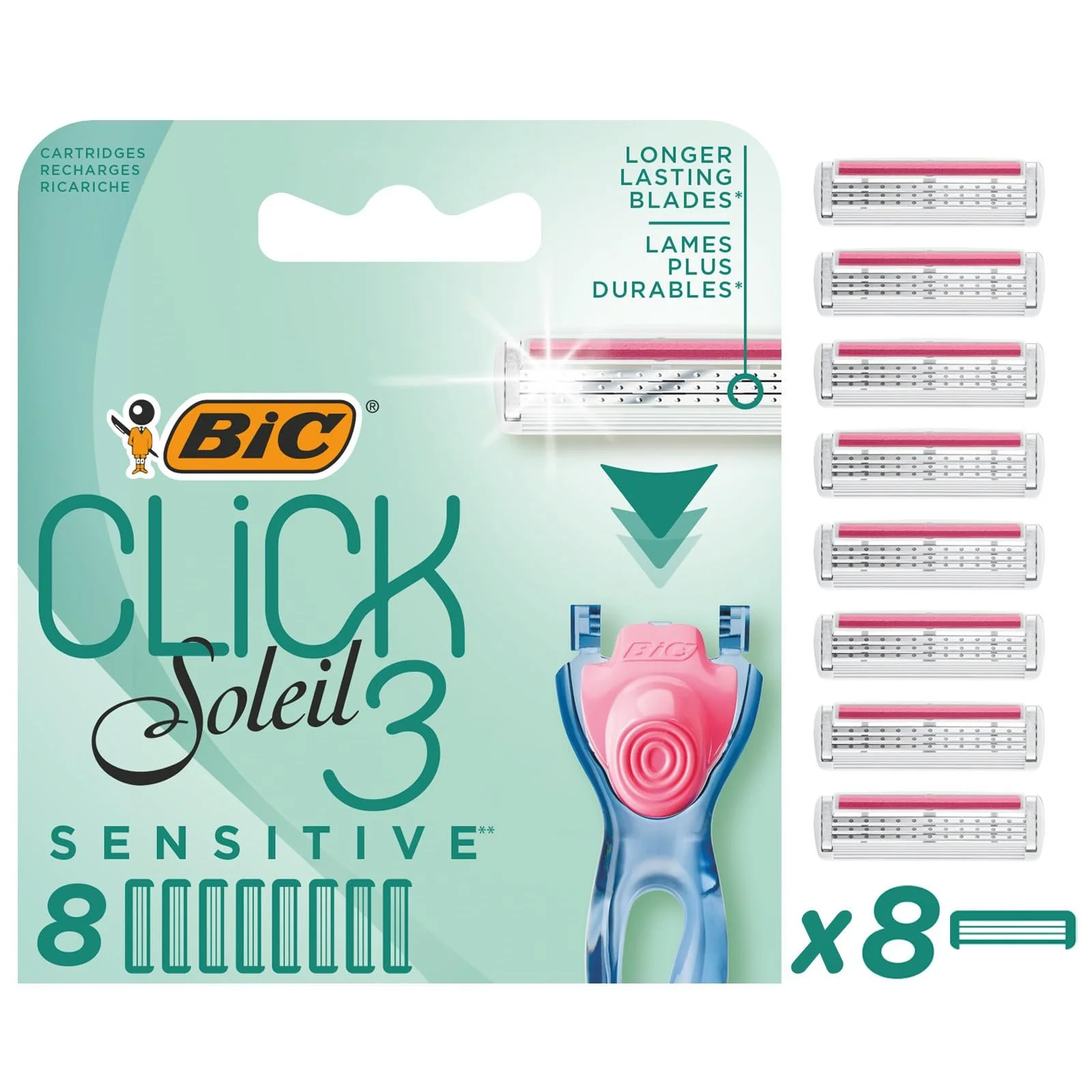 Сменные кассеты для женской бритвы BIC Click 3 Soleil Sensitive 8 шт., фото №1