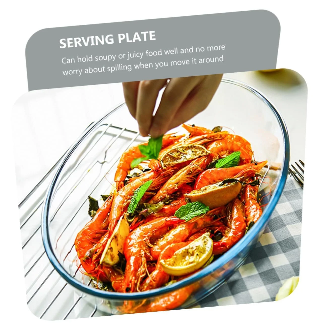 Форма для выпечки iplusmile Большая овальная стеклянная термостойкая штабелируемая для микроволновой печи, фото №7