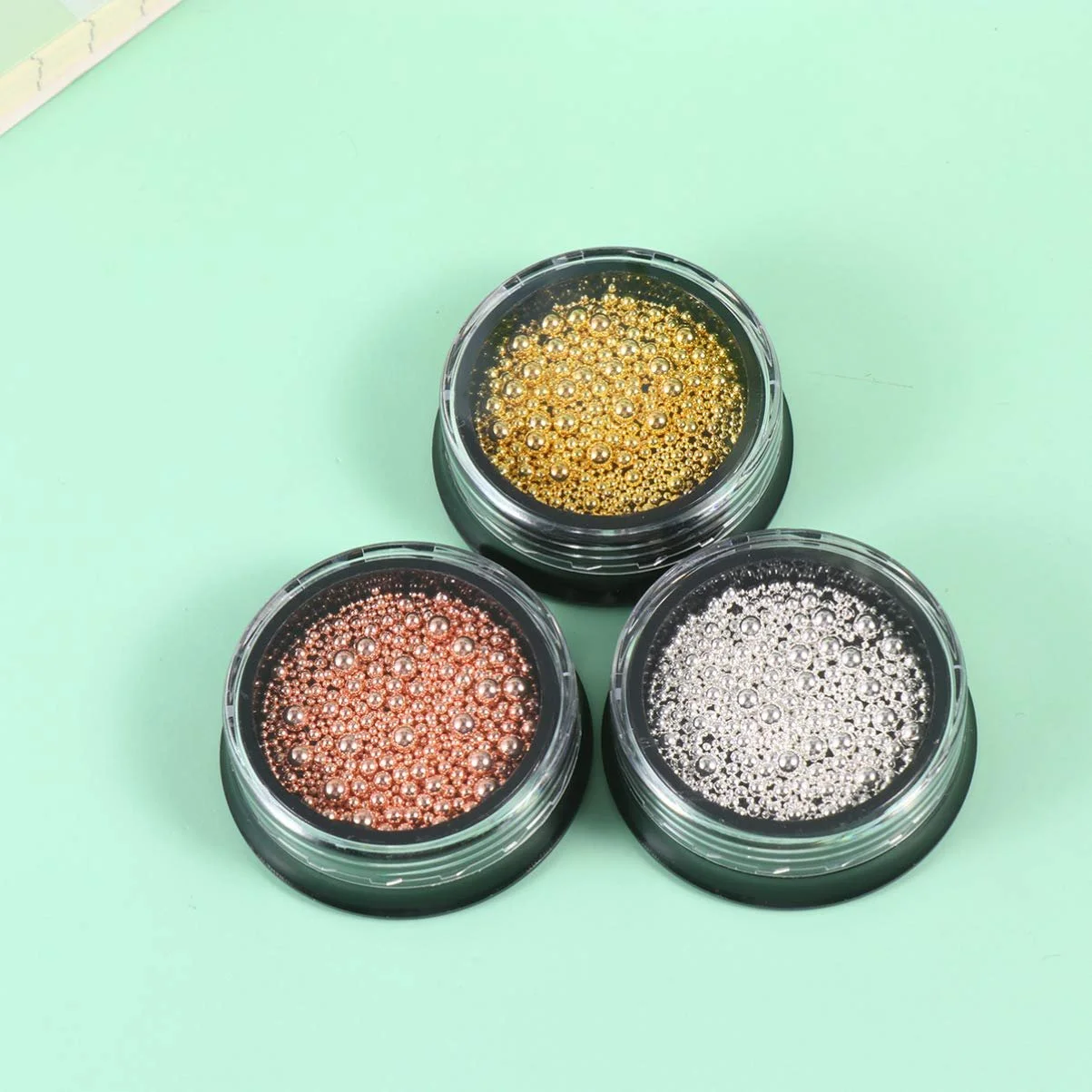 Бісер для нігтів Ipetboom 5 наборів Сталеві металеві намистини для прикраси натуральних та штучних нігтів, фото №6