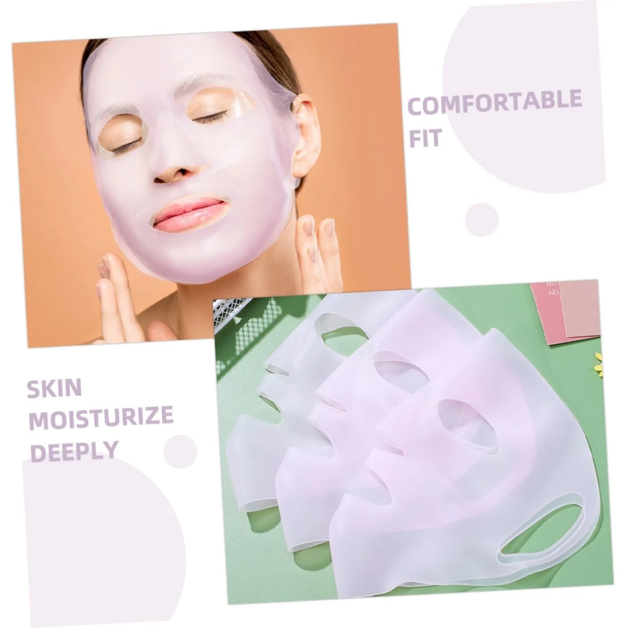 Силіконова маска HONITANO, 3 шт, рожева, фото №3