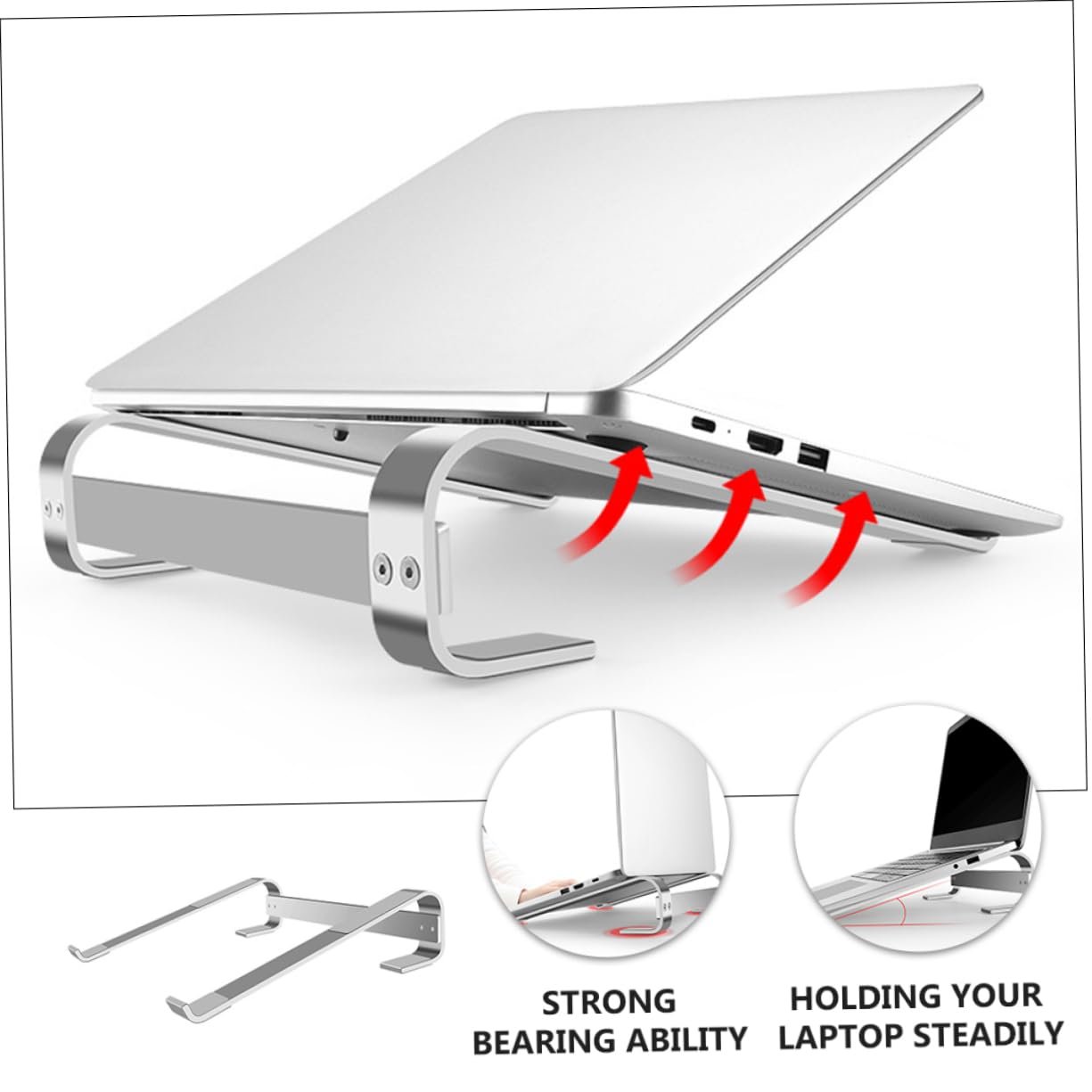 Подставка для ноутбука из алюминиевого сплава Нескользящая стабильная Многоточечная поддержка Улучшает осанку, фото №6 Подставка для ноутбука из алюминиевого сплава Нескользящая стабильная Многоточечная поддержка Улучшает осанку, фото №6
