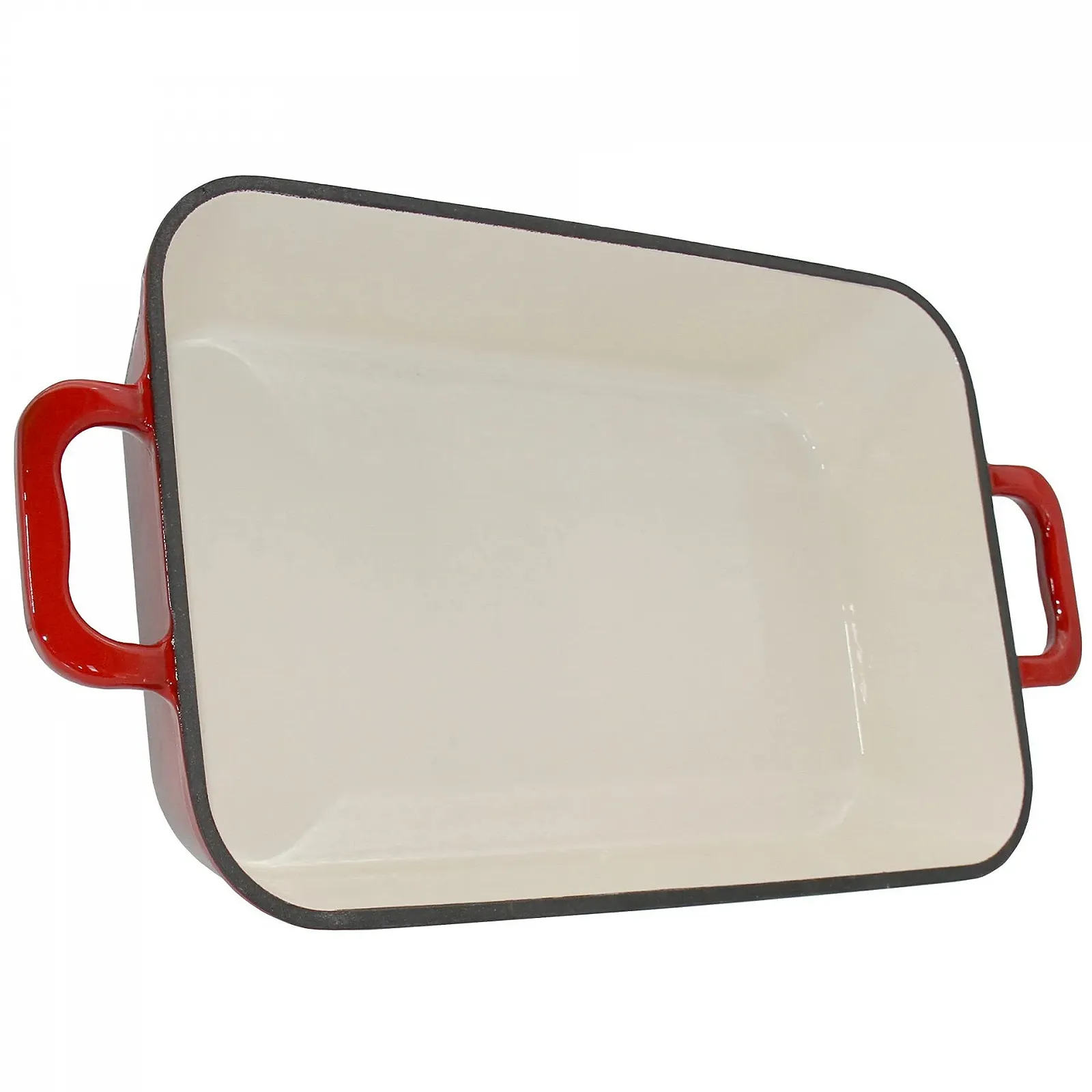 Чугунная форма для запекания 33,4 x 22,2 см Прямоугольная Эмалированная 5 л Индукционная Белая/Красная, фото №8