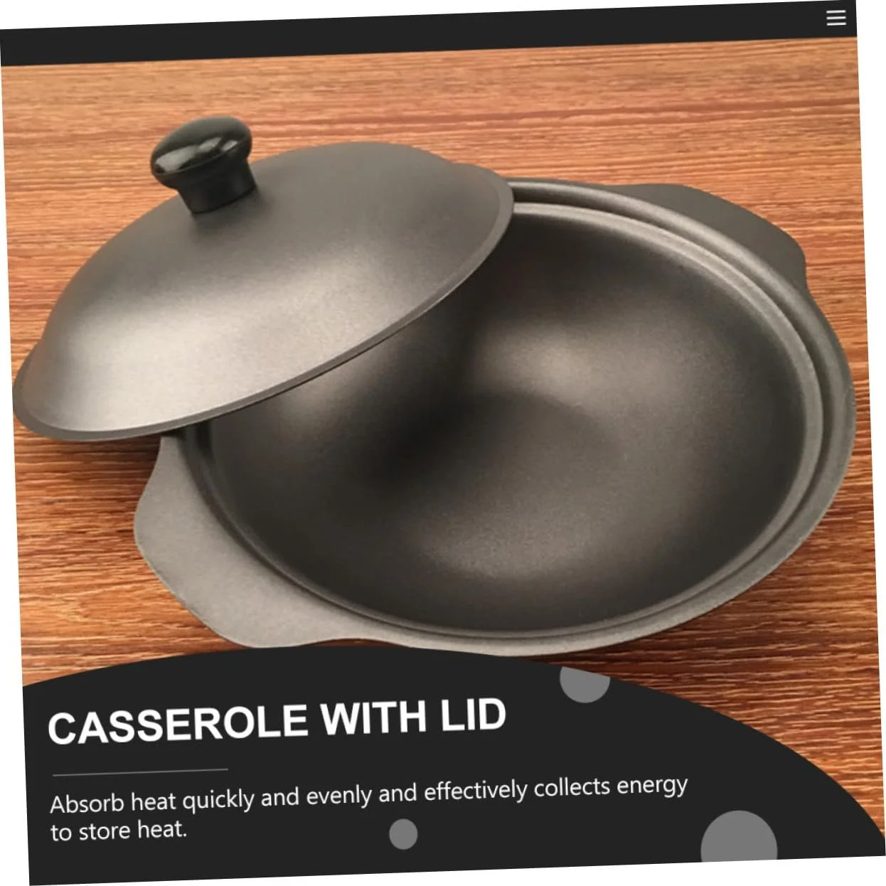 Кастрюля IMIKEYA чугунная с крышкой для запекания и тушения высокая теплоемкость, фото №3