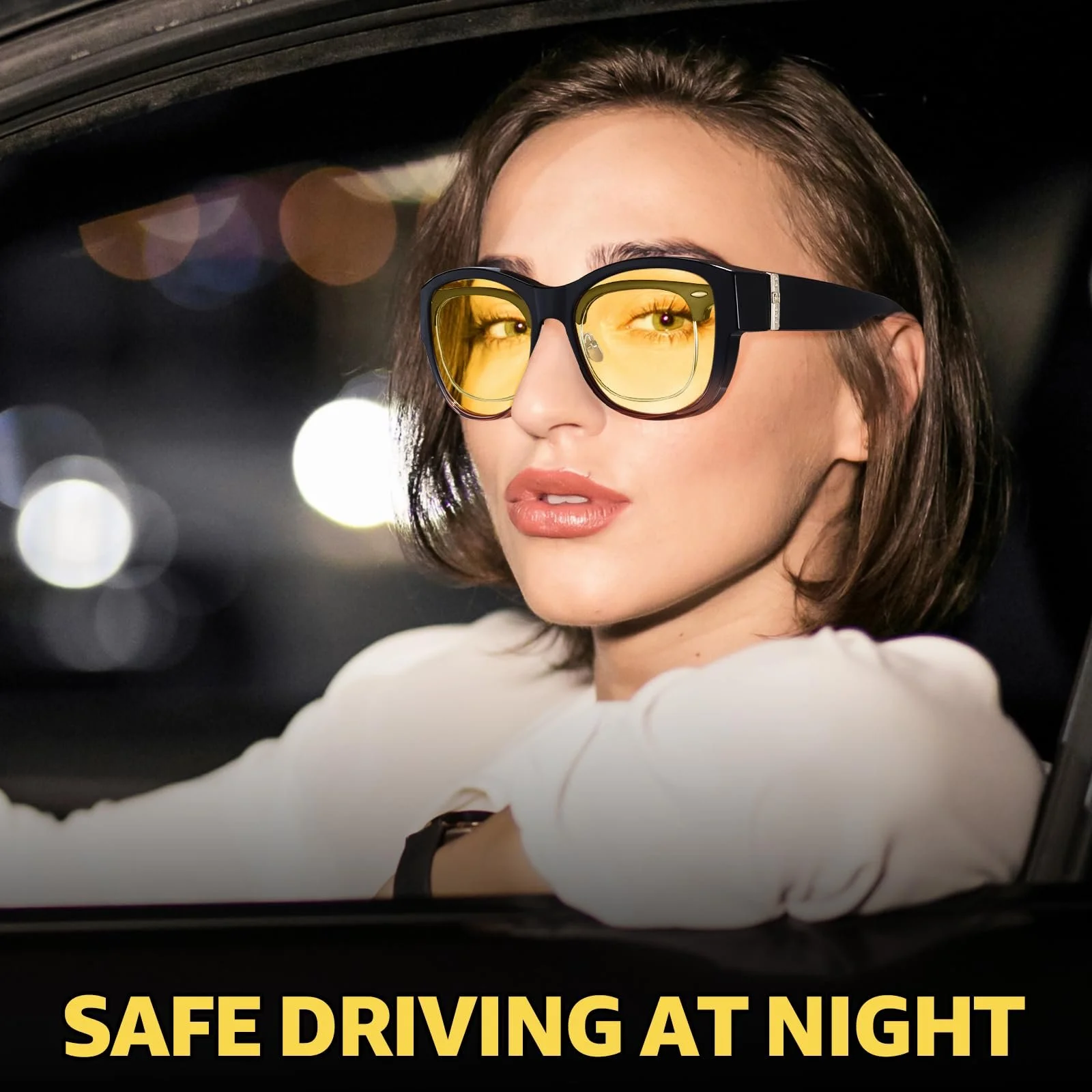 Окуляри Жіночі Myiaur для нічного водіння, антиблікові, жовті, фото №2