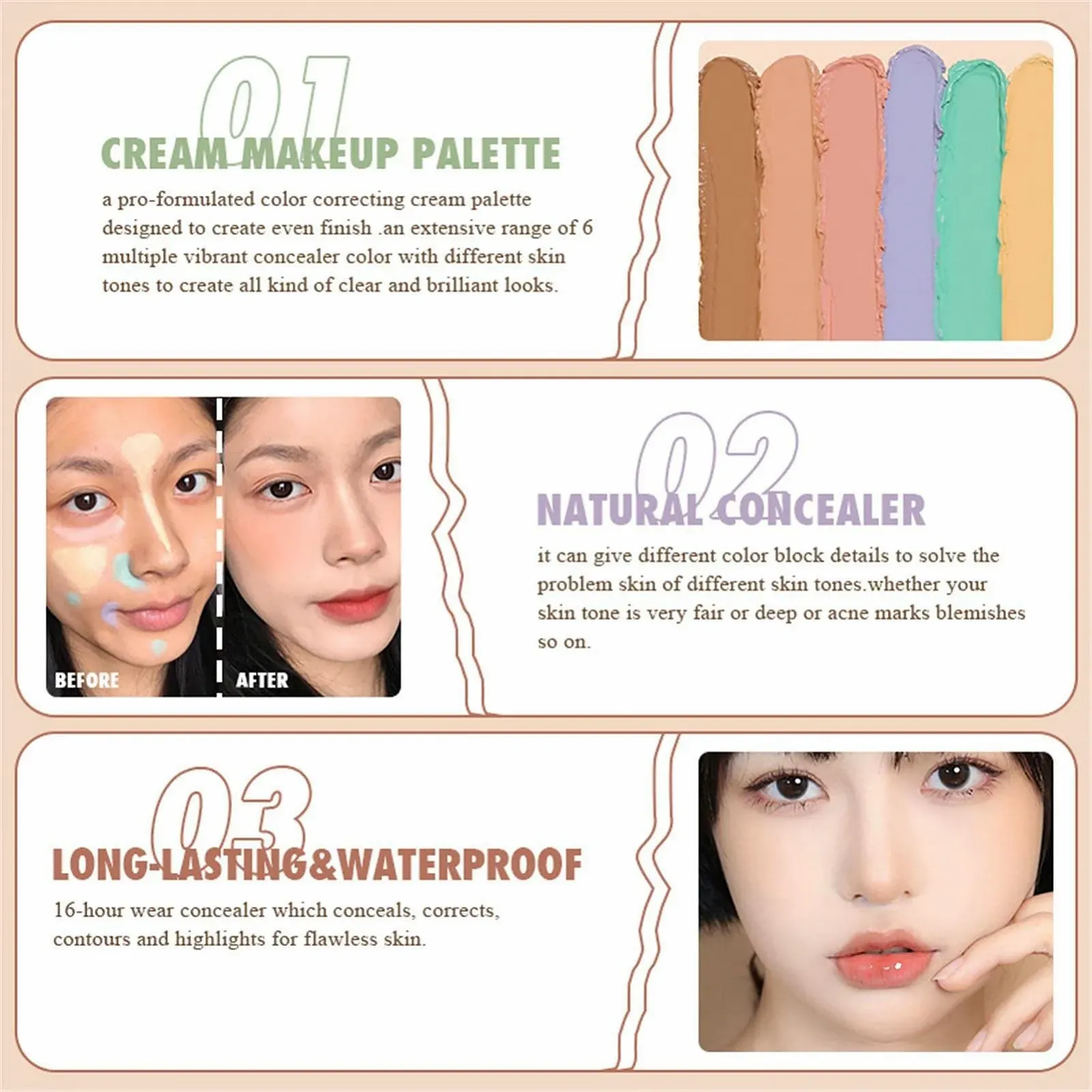 Коректор Wontool Коректор кольору для темних плям 6 кольорів, фото №4