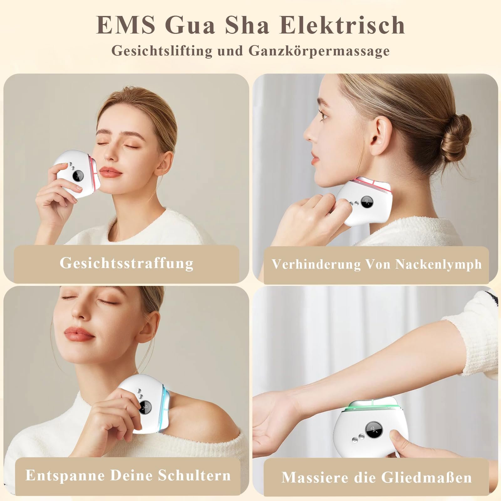 EMS Gua Sha CIGAA Масажер для обличчя з 3 режимами, вібромасажем, нагріванням для підтяжки обличчя, проти зморшок, антивіковий, фото №7