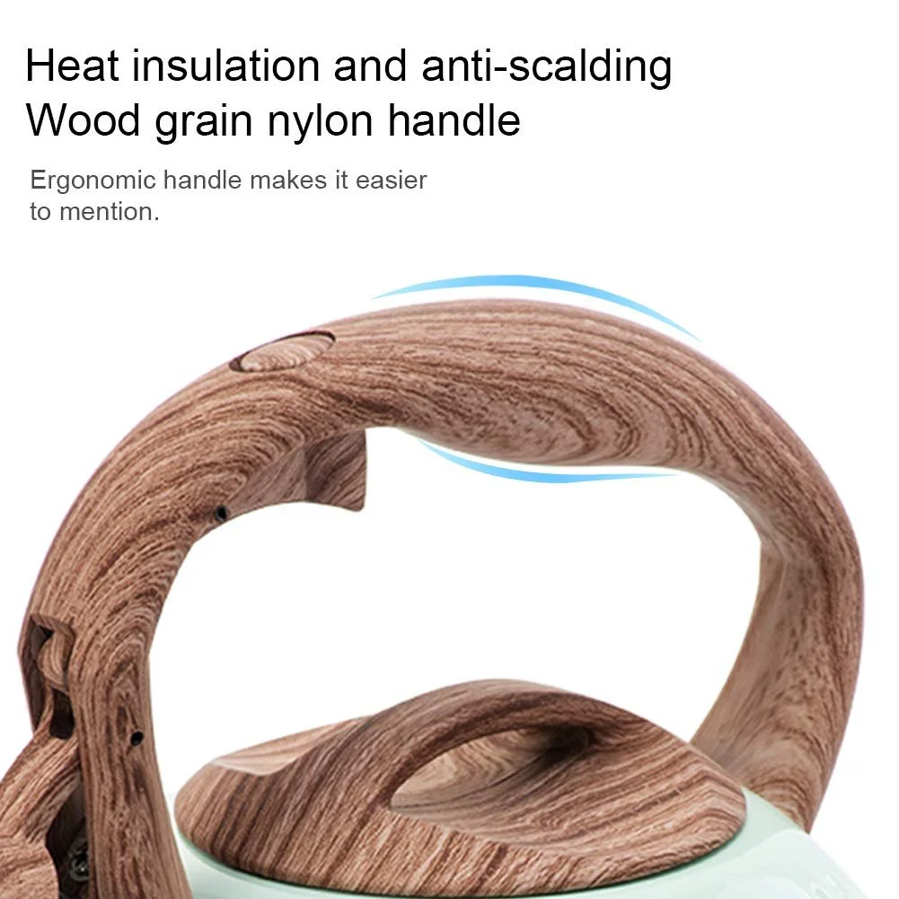 Чайник для плити 3 л нержавіюча сталь свисток термостійка ручка газова індукційна плита Зелений, фото №5