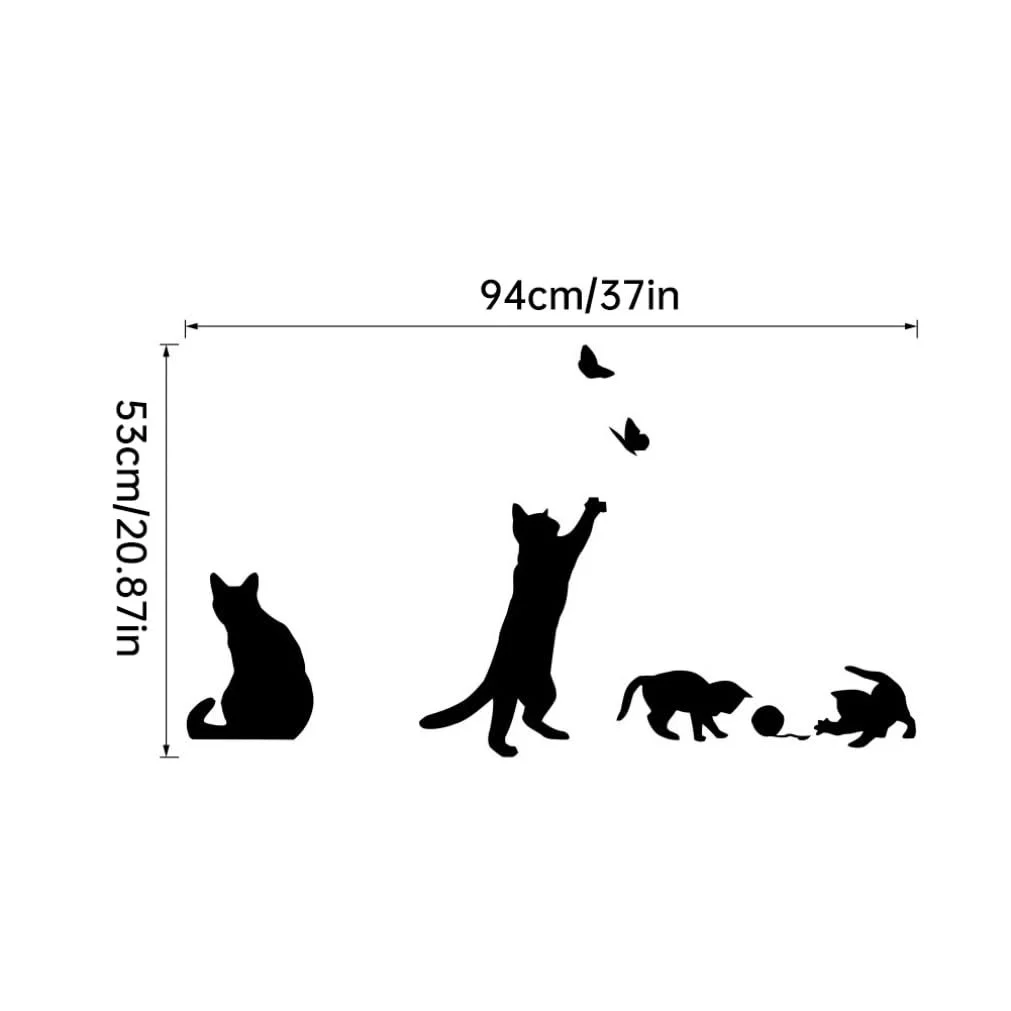 Наклейка на стіну Кіт ловить метелика Знімна Чорний, фото №2