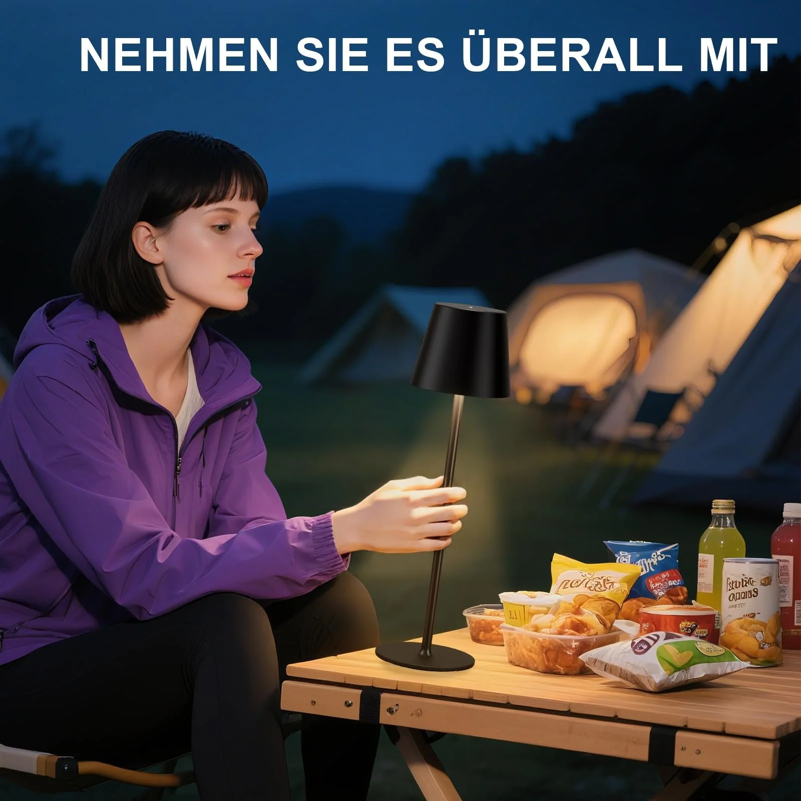 Настільна лампа PreeOtti LED Бездротова Акумуляторна USB-C Чорна, фото №8