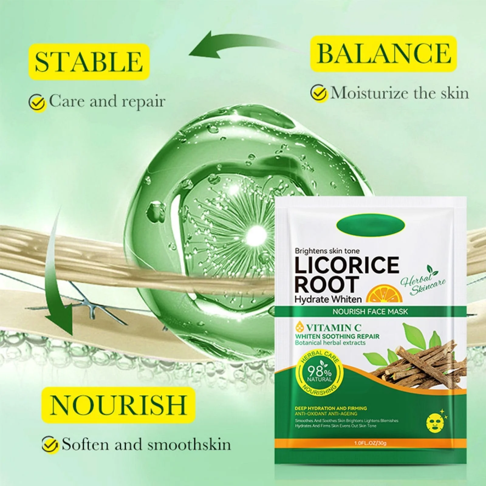 Тканинна Маска для Обличчя Liquorice Vc Зволожуюча та Освітлююча, фото №3 Тканинна Маска для Обличчя Liquorice Vc Зволожуюча та Освітлююча, фото №3