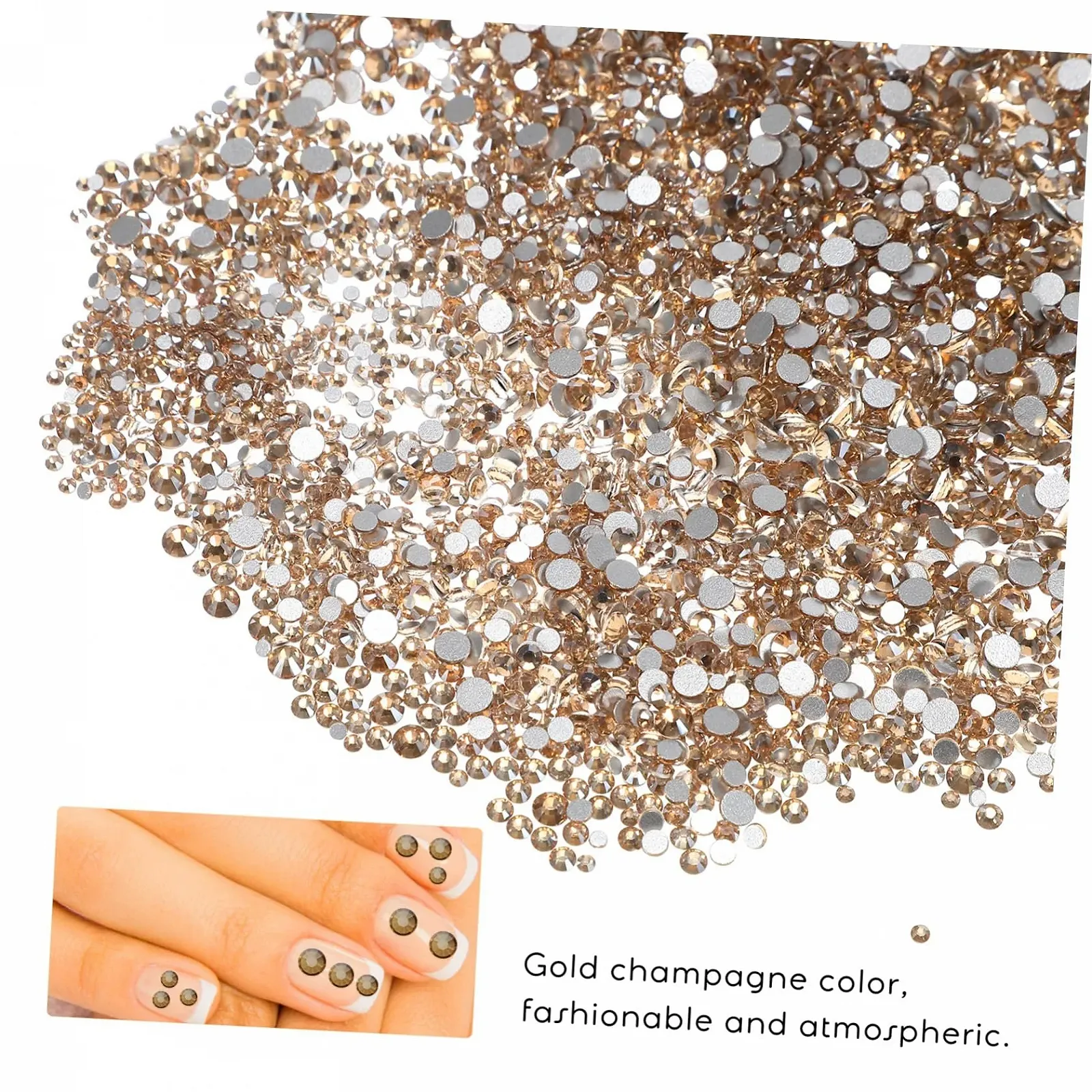 Стразы для ногтей minkissy Плоские круглые стеклянные кристаллы Стразы для маникюра и рукоделия, фото №4