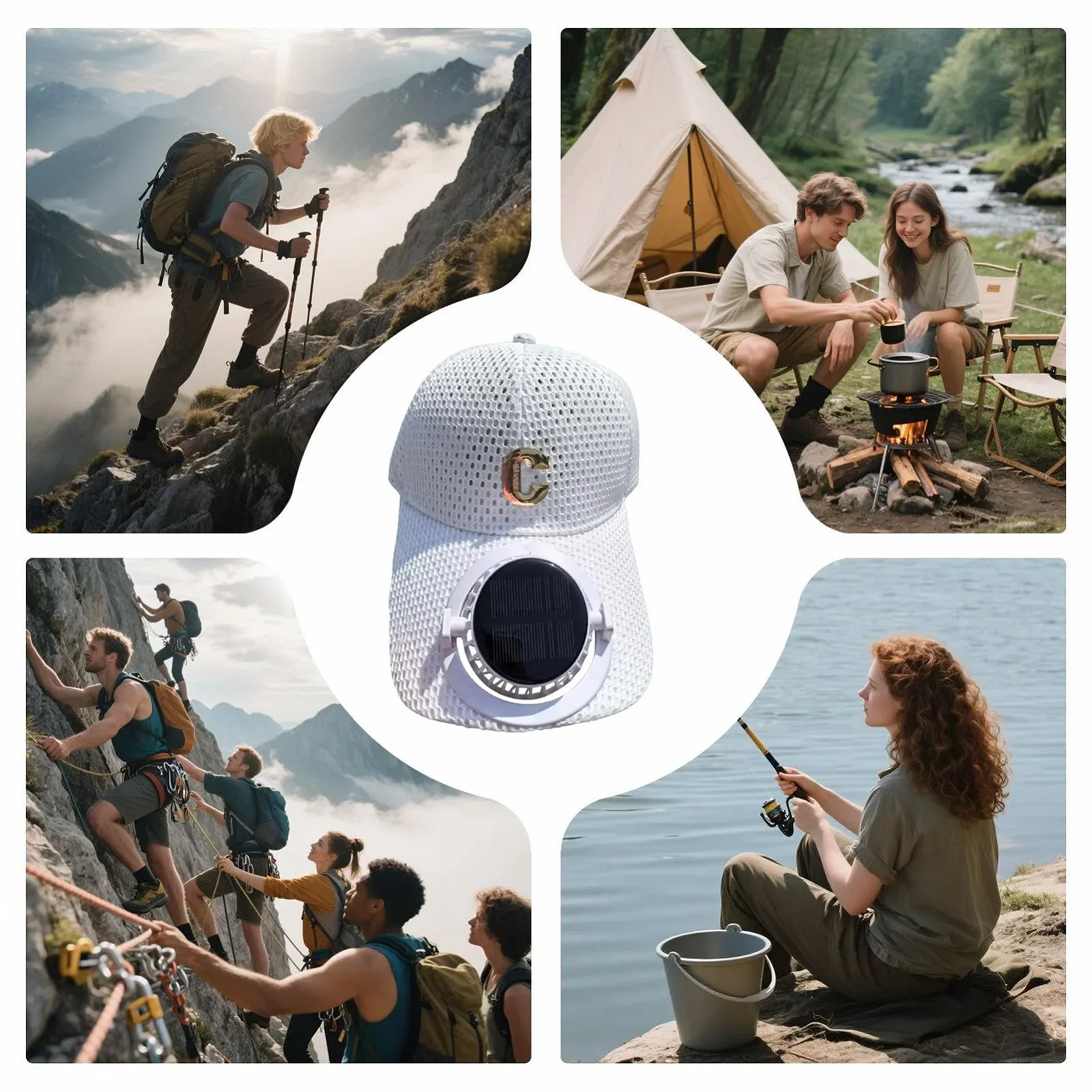 Кепка с вентилятором Knowlife С солнечной панелью USB-зарядка Воздухопроницаемая сетчатая 3 скорости, фото №4