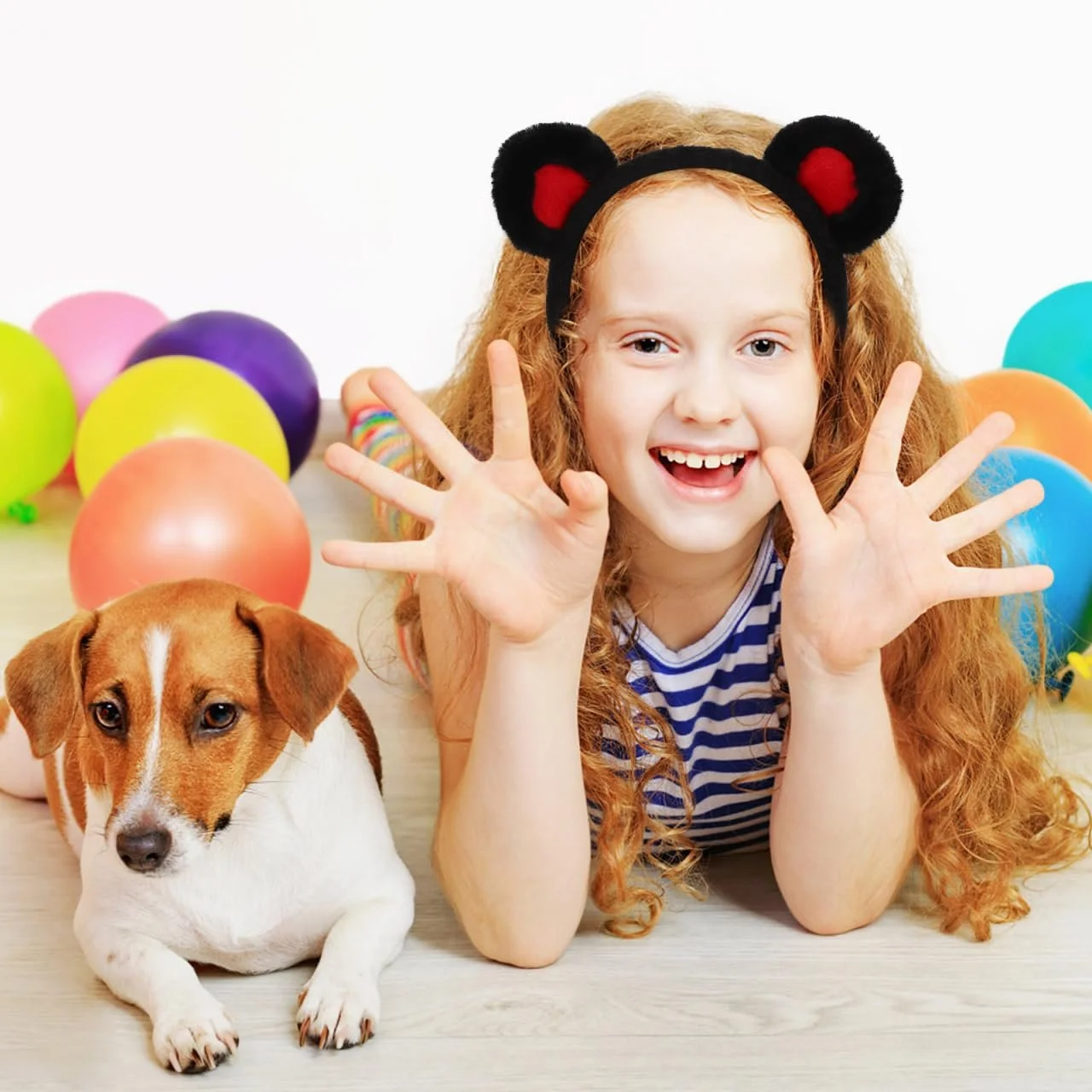 Обруч на голову Ведмежі Вушка Чорний Червоний, фото №6