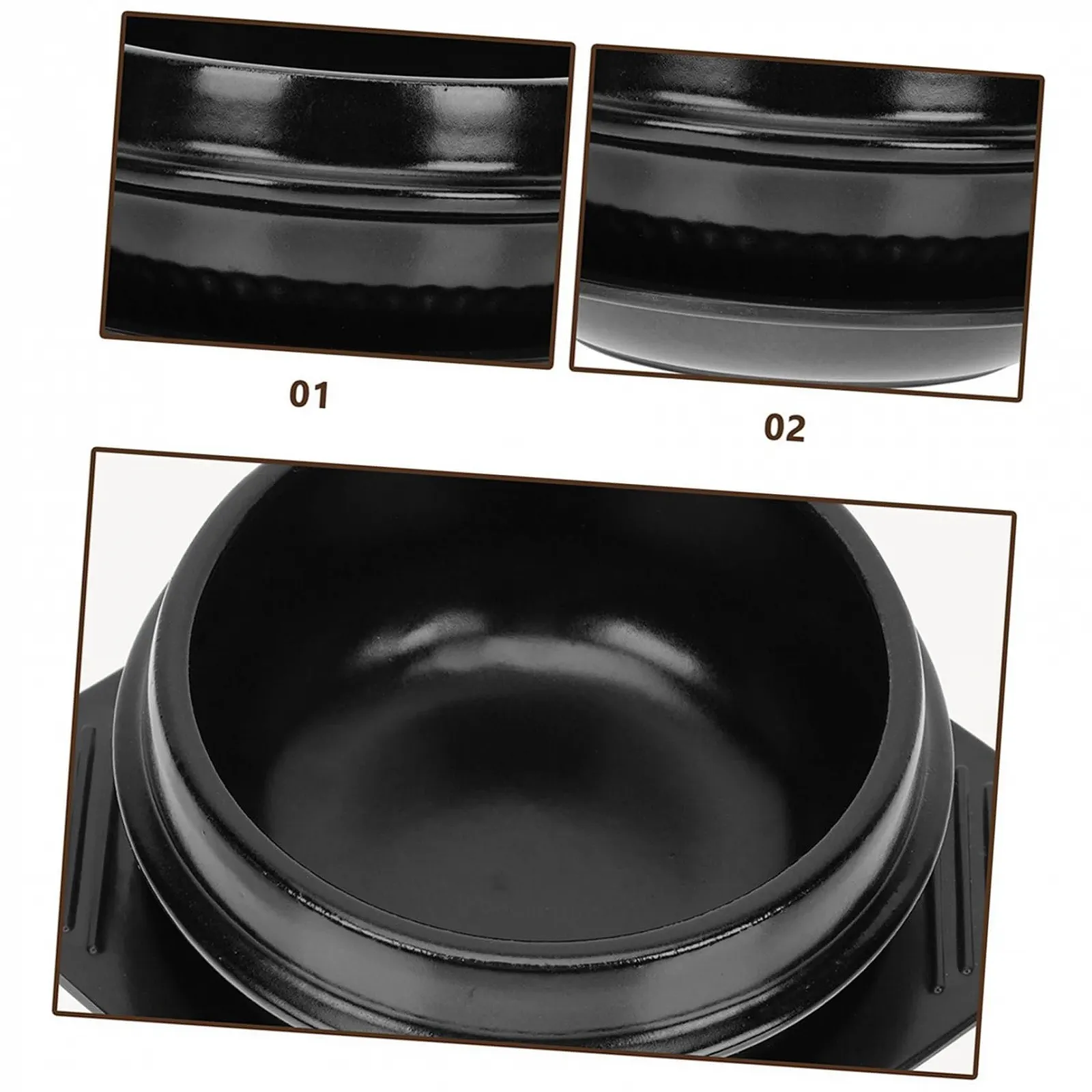 Каменная кастрюля из термостойкой керамики с нескользящим подносом для супа и тушения, фото №3