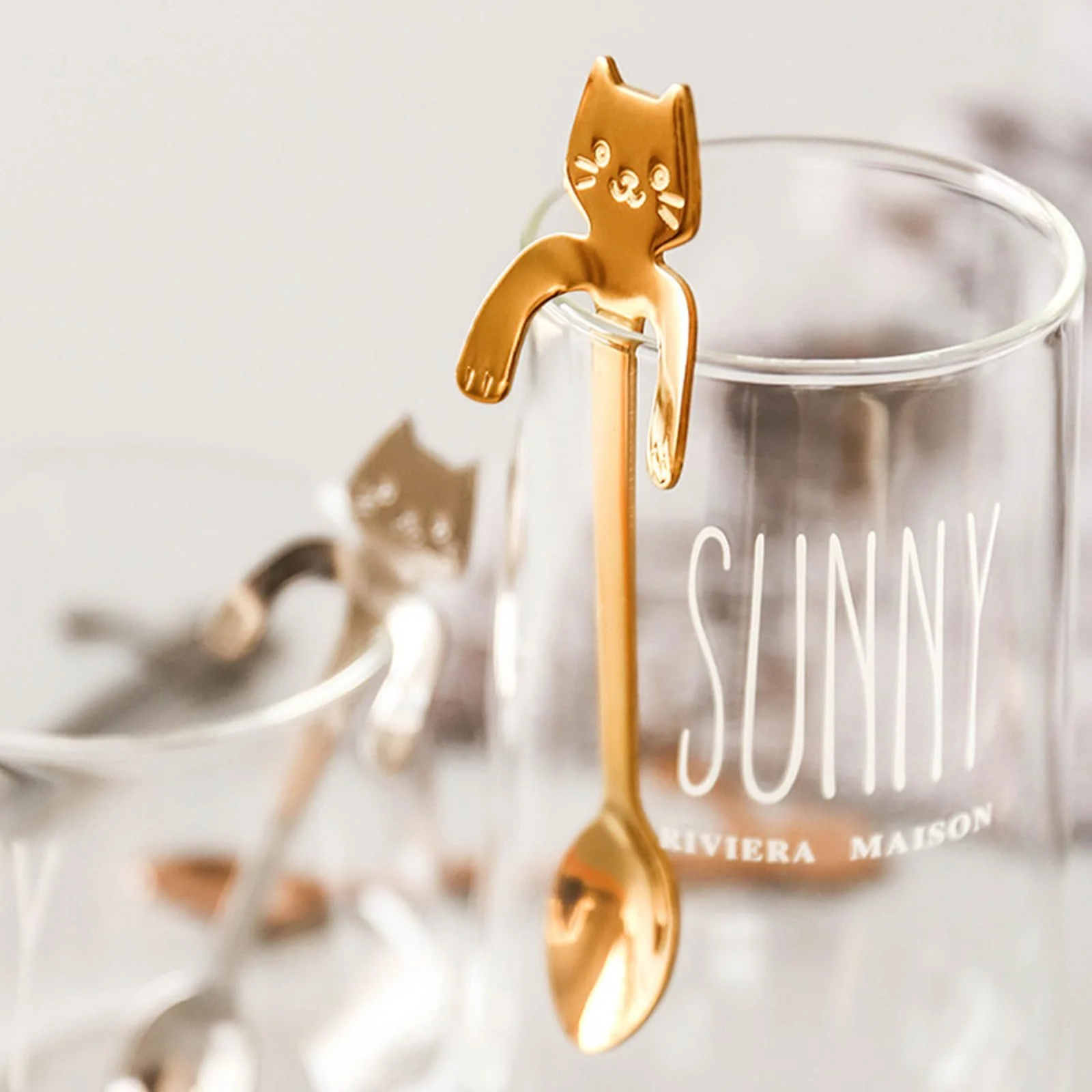 Набір кавових ложок з 4 котів, чайна з нержавіючої сталі, фото №3