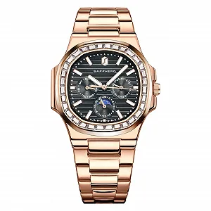 Часы SAPPHERO Мужской Силиконовый Ремешок Водонепроницаемый 5ATM Японский Кварцевый Механизм Нержавеющая Сталь Дата Спортивный Повседневный Деловой - Фото 1