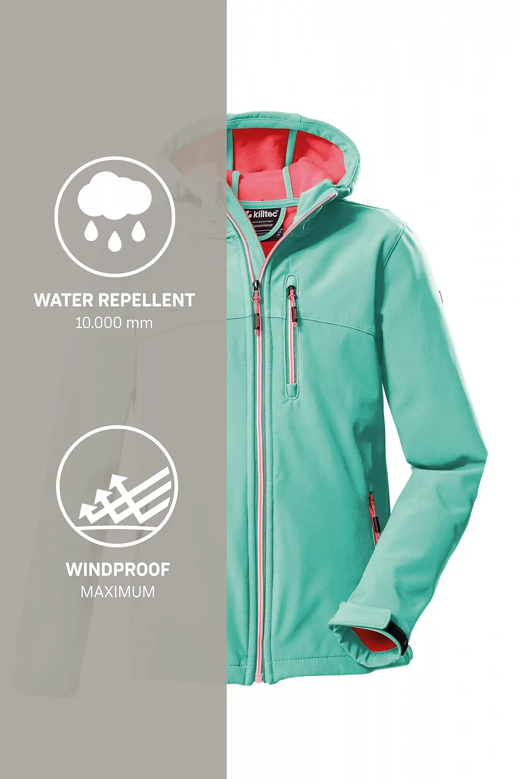 Софтшел куртка Killtec для девочек с капюшоном, фото №6