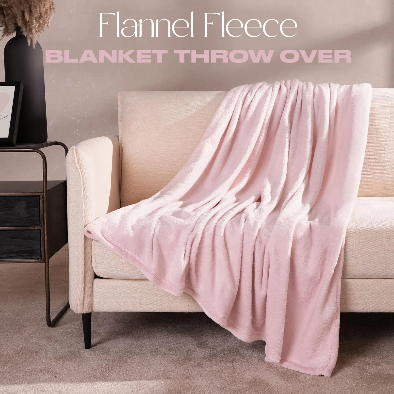 Одеяло Brentfords Фланель Флис Очень Мягкое Большое Пушистое Теплое Покрывало Для спальни Односпальная кровать Диван Бледно-розовый - 120x150 см, фото №2
