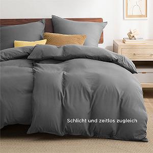 Постільна білизна Bedsure 135 x 200 см, 4 предмети, антрацит, 2 підковдри 135 x 200 см і 2 наволочки 80 x 80 см, комплекти постільної білизни, мікрофібра з поліестеру на блискавці synthetic.ua - Фото 1